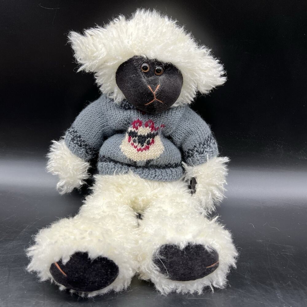 VTG Boyds Bears McNeil Mutton Black White Sheep Beanbag Plush 1985 Sweater 15 in